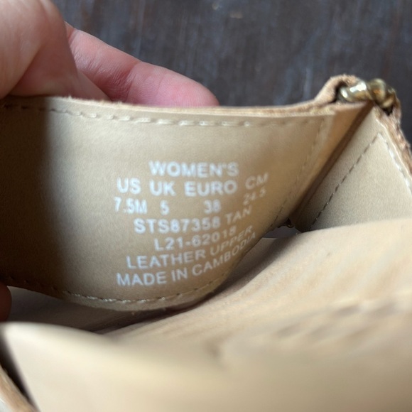 NEW Sperry plushwave leather slide sandals size 7.5 Beige Double Strap - Picture 2 of 5